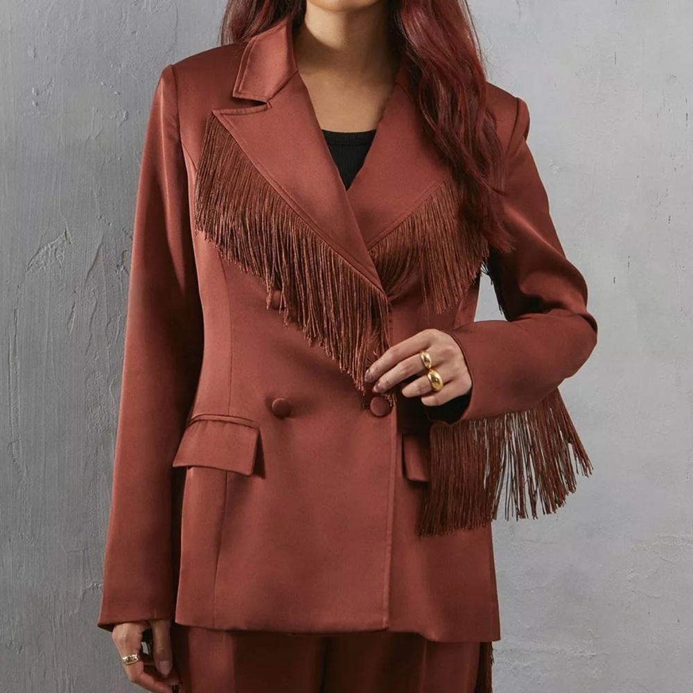 Fringe Double Breasted Blazer